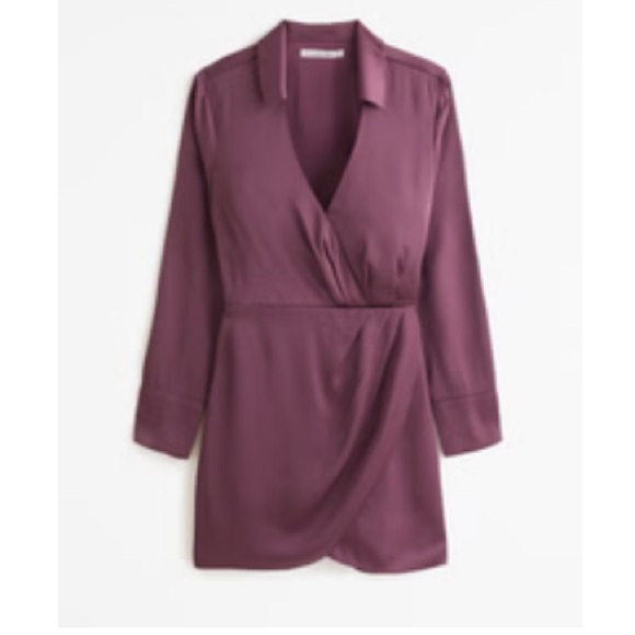 New Abercrombie Long-Sleeve Wrap Dress size small dark purple - Picture 1 of 2